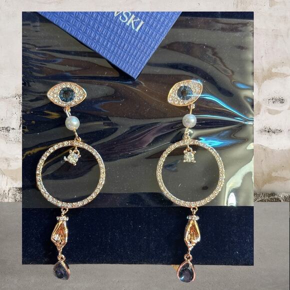 Swarovski Blue and Silver Earrings - Picture 2 of 4